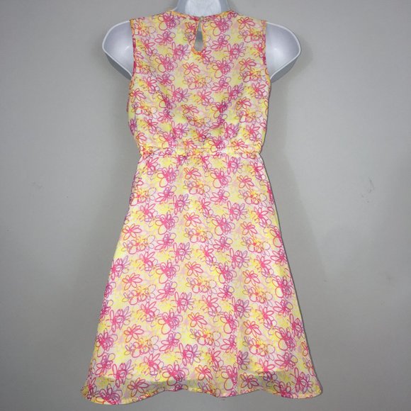 DKNY Girls L Dress Multicolor Floral 100% Polyester Lightweight Lined Sundress - Picture 4 of 9